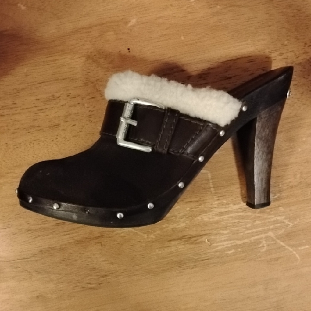 Michael Kors Brown Mules with Silver Buckle